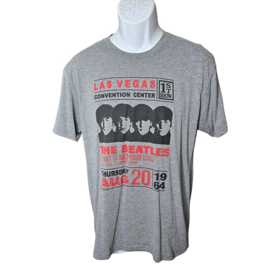 Beatles Las Vegas Shirt Size M 1964 Concert I Want To Hold Your Hand Gray‎ Apple